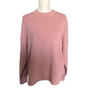 Banana Republic Pink Knit Sweater linen blend Crew Neck Long Sleeve Pullover‎